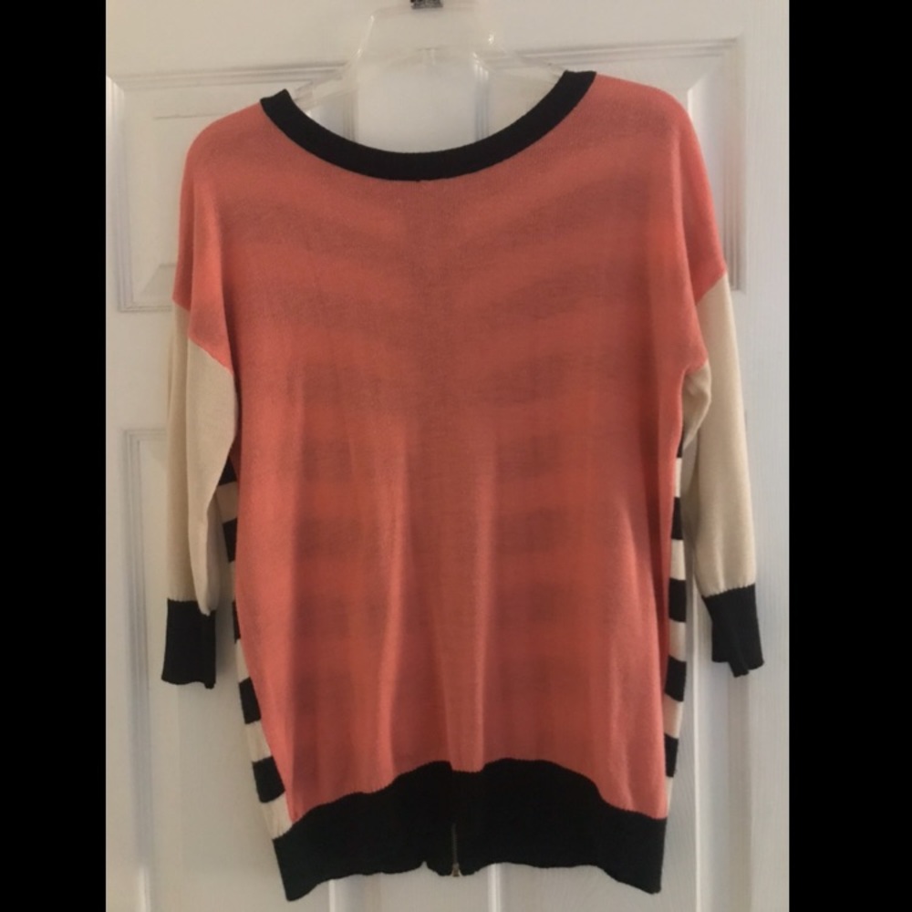 3/4 sleeve pink sweater blouse for work